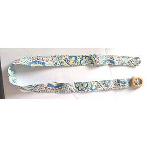 Vera Bradley Reversible Fabric Belt Capri Blue Wooden Buckle
